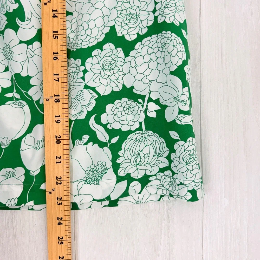 J.Crew One Shoulder Floral Top L Kelly Green Smocked Cotton Poplin Cottagecore - Picture 12 of 14